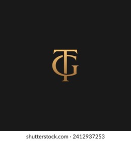 TG oder GT Monogramm Logo mit luxuriöser Goldfarbe.