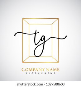 TG Initial Handwriting logo template vector