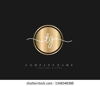 TG initial handwriting logo template vector