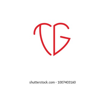 TG initial heart shape red colored logo