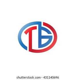TG initial letters looping linked ellipse logo red blue