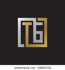 TG initial letters looping linked square elegant logo golden silver black background