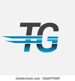 TG initial logo company name colored black and blue, Simple and Modern Logo Design.