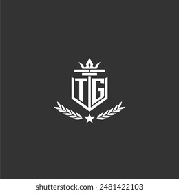 TG initial monogram brand logo design for crown vector image