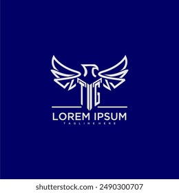 TG monograma inicial para el logotipo de la empresa con Imagen de águila