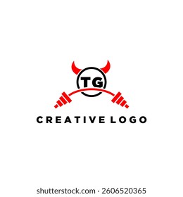 TG initial monogram for fitnes or gym logo with devil style design
