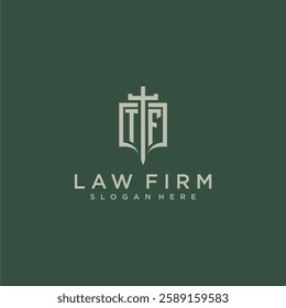 TG initial monogram for law firm with sword and shield logo image