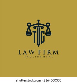 TG initial monogram for lawfirm logo with sword and scale