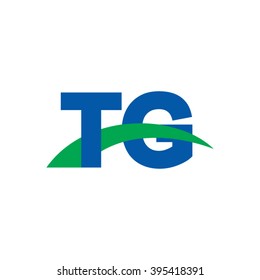 TG initial overlapping swoosh letter logo blue green