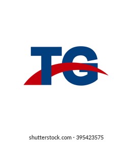 TG initial overlapping swoosh letter logo blue red