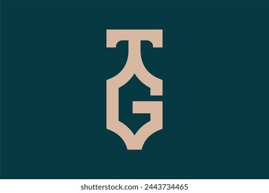 TG letter logo design, icon, symbol, monogram, initial. Combination of T and G letter in unique, simple, monogram logo design style. Very suitable for realtor, personal brand, coach, real estate etc.