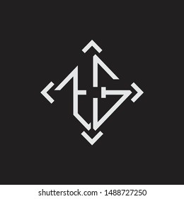 TG Logo Abstrac letter Monogram with Arrow in every side isolated on black background