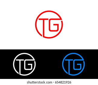 Tg Logo. Letter Design Vector with Red and Black Gold Silver Colors
