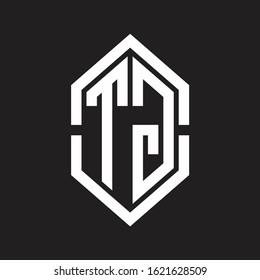 TG Logo monogram with hexagon shape and outline slice style with black and white