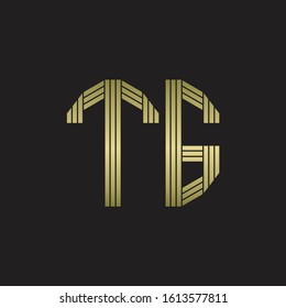 TG Logo monogram outline style linked isolated with gold colors