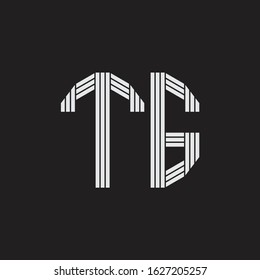 TG Logo monogram with outline style linked isolated on black background