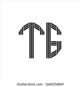 TG Logo monogram outline style linked isolated on white background