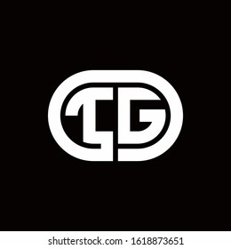 TG monogram logo with an oval style on a black background