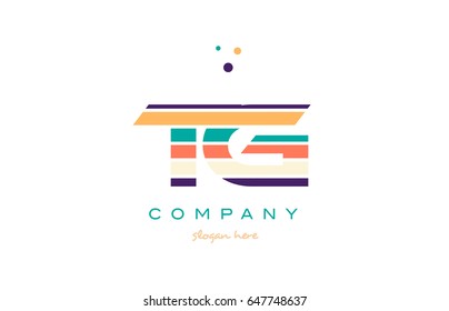 tg t g alphabet letter logo colors colorful line stripe font creative text dots company vector icon design template