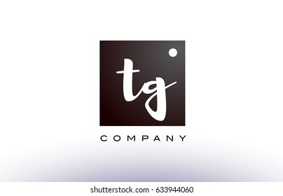 TG T G black white handwritten handwriting alphabet company letter logo square design template dot dots creative abstract