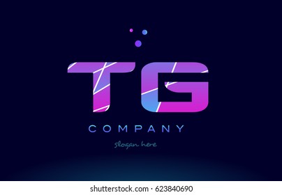 tg t g  creative color blue background pink purple magenta alphabet letter company logo vector icon