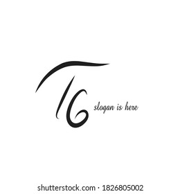 Tg tagline initial letter logo vector template sign symbol icon