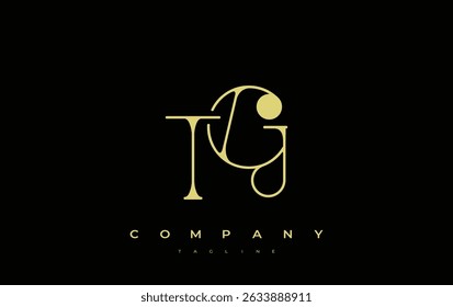 TG Typography Diseño de logotipos. Representación de diseño de monograma con estilo que presenta las letras T y G combinadas en un estilo artístico característico, ofreciendo una representación visual única y creativa.