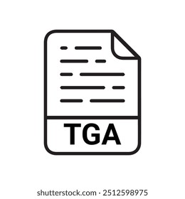 TGA icon, TGA outline vector icon. Thin line black TGA icon, flat vector simple element illustration from editable big data concept isolated on white background