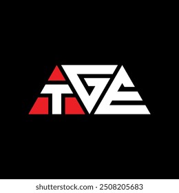 Diseño del logotipo de la letra del triángulo de TGE con la forma del triángulo. Monograma del diseño del logotipo del triángulo de TGE. Plantilla del logotipo del Vector del triángulo de TGE con color rojo. Logotipo triangular de TGE Diseño simple, elegante y lujoso.