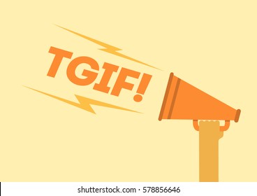 El GIF es la imagen de Gracias a Dios es viernes. ilustración megáfona de mano