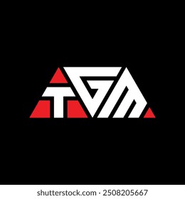 TGM triangle letter logo design with triangle shape. TGM triangle logo design monogram. TGM triangle vector logo template with red color. TGM triangular logo Simple, Elegant, and Luxurious design.