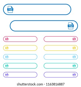 TGZ file format icons in rounded color menu buttons. Left and right side icon variations.