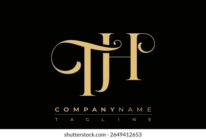 TH Abstraktes kreatives Schmucklogo. Ein stylisches Logo mit goldenen Monogramm-Initialen in einer eleganten und modernen Typografie, perfekt für das Branding