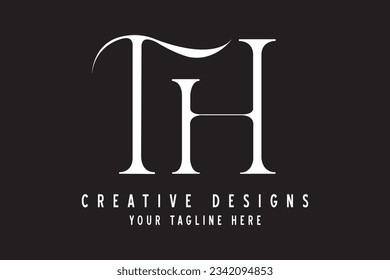 Monograma del logotipo de las letras abstractas TH