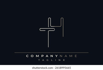 TH Abstract Line Style Logo. Minimalist Design Featuring the Letters T and H Abstract Line Style
