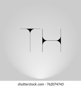 TH Black thin minimalist LOGO Design with Highlight on Gray background.