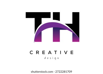 TH kreatives und modernes Logo-Design mit kreativem lila Welle abstraktem letzterem Logo-Konzept.