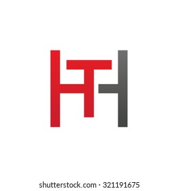 TH HT initial company H square shape logo red