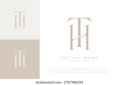TH HT Anfangsbuchstabe Handschrift und Luxuslogo
