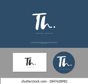 TH Initial handwriting or handwritten logo for identity. Logo with signature and hand drawn style.