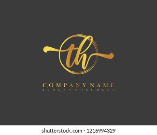 TH initial handwriting logo circle template vector