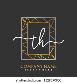 TH Initial Handwriting logo template vector