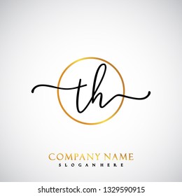 TH Initial Handwriting logo template vector