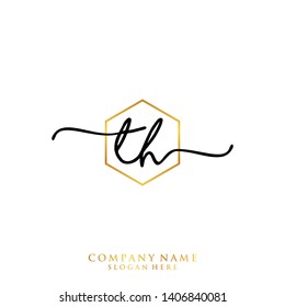 TH Initial handwriting logo template