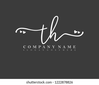 TH Initial handwriting logo vector