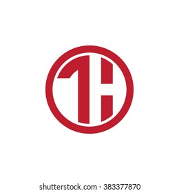 TH initial letters circle business logo red