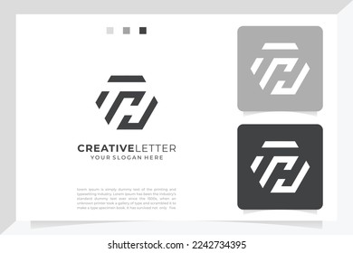 TH initial letters looping linked hexagon monogram logo