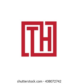 TH initial letters looping linked square logo red