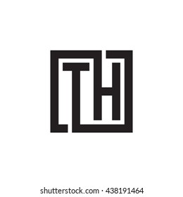 TH initial letters looping linked square monogram logo