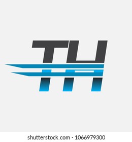 TH initial logo company name colored black and blue, Simple and Modern Logo Design.